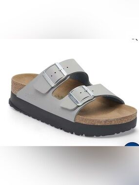 Birkenstock Arizona papillio platform sandals in stone coin